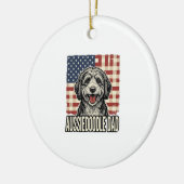 Aussiedoodle-Vater-patriotisches-vintage-Hunde-Shi Keramik Ornament (Links)