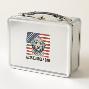 Aussiedoodle-Vater-patriotisches-vintage-Hunde-Shi Metall Brotdose