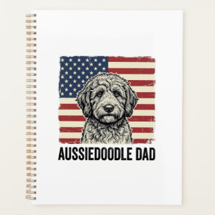 Aussiedoodle-Vater-patriotisches-vintage-Hunde-Shi Planer