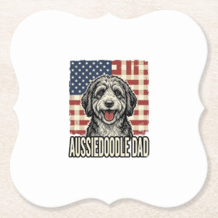 Aussiedoodle-Vater-patriotisches-vintage-Hunde-Shi Untersetzer
