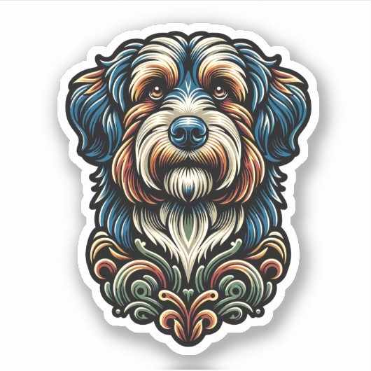 Aussiedoodle Vinyl Waterproof Hundekleber Aufkleber (Vorderseite)