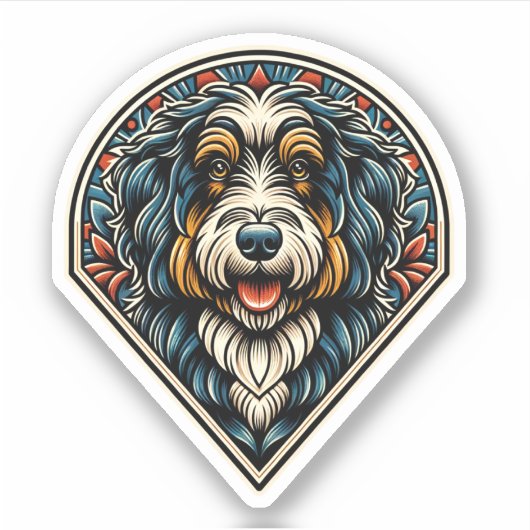 Aussiedoodle Vinyl Waterproof Hundekleber Aufkleber (Vorderseite)