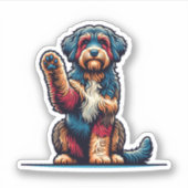 Aussiedoodle Vinyl Waterproof Hundekleber Aufkleber (Vorderseite)