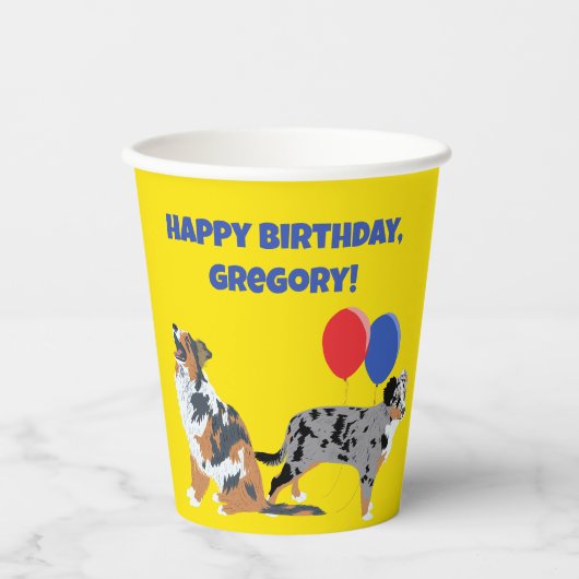 Aussies Australian Shelpherds and Party Balloons Pappbecher (Vorderseite)