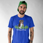 Aussies Australian Shepherd Dog Tropical Leaves T-Shirt<br><div class="desc">Create a personalized gift,  a custom souvenir t-shirt,  or your own novelty tee when you add your own custom text to this graphic tee which features a realistic style illustration of an Australian Shepherd along with some green tropical leaves.</div>