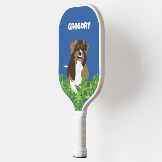 Aussies Australian Shepherd Dogs Tropical Leaves Pickleball Schläger (Links)