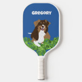 Aussies Australian Shepherd Dogs Tropical Leaves Pickleball Schläger (Vorderseite)
