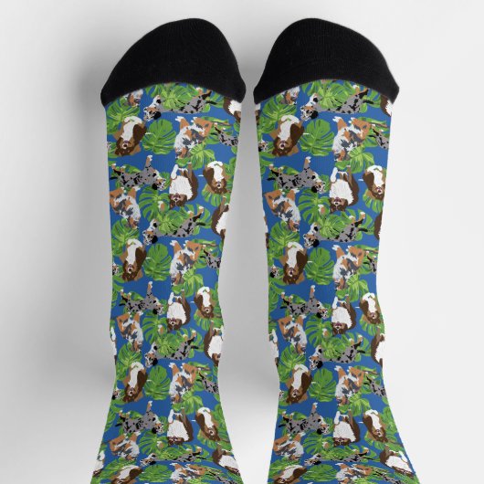Aussies Australian Shepherd Dogs Tropical Leaves Socken (Oben)