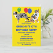 Aussies Australian Shepherds Birthday Party Einladung (Stehend Vorderseite)