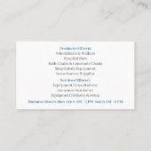 Ausstattung mit weißem Duschstuhl Medizinische Bet Visitenkarte (Rückseite)