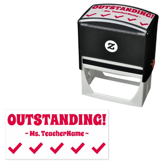 "AUSSTEHEND!" + Name des Tutor-Briefmarke Rubber Permastempel (Beispiel)