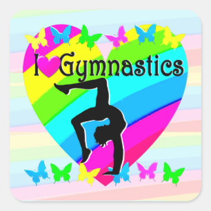 AUSSTEHENDE LIEBE GYMNASTICS-DESIGN QUADRATISCHER AUFKLEBER