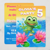 Aussteigender Frosch kundenbarer Spaß Geburtstagse Einladung (Vorne/Hinten)