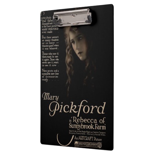 Ausstelleranzeige stillen Films Mary Pickfords Klemmbrett (Links)