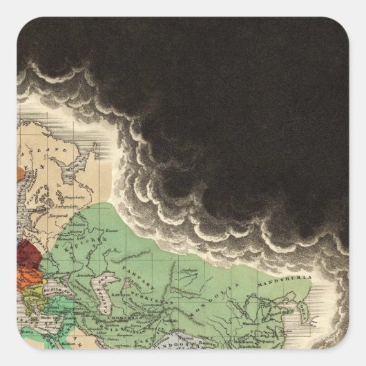 Ausstellung des Kaiserreichs von Kublai Khan 1294  Quadratischer Aufkleber (Vorderseite)