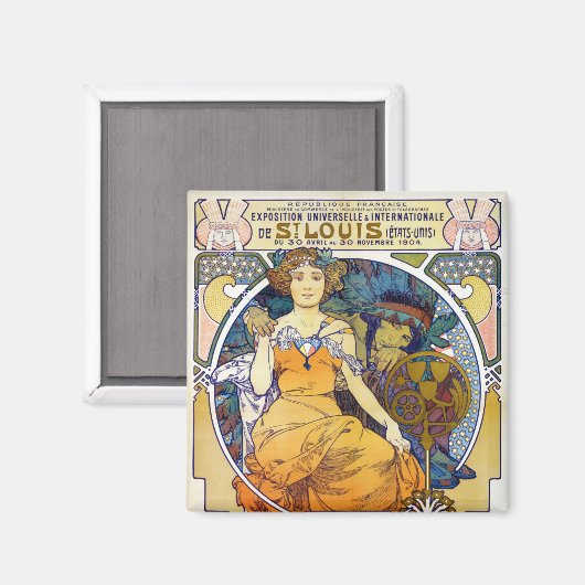 Ausstellung von St. Louis, Mucha Magnet (Vorderseite/Rückseite)