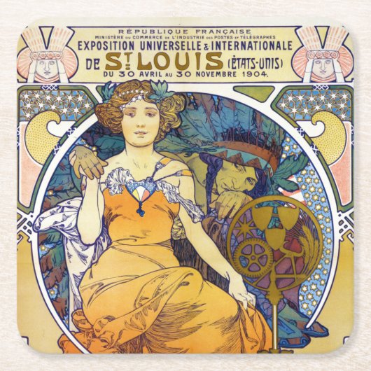 Ausstellung von St. Louis, Mucha Rechteckiger Pappuntersetzer (Vorderseite)