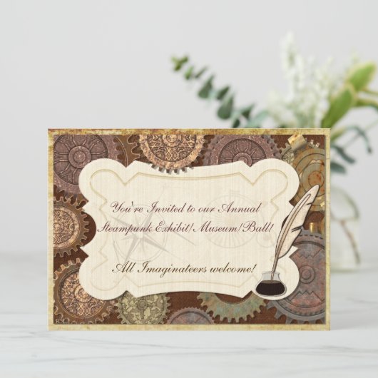 Ausstellung zum Steam Elegance Steampunk BALL CONV Einladung (Stehend Vorderseite)