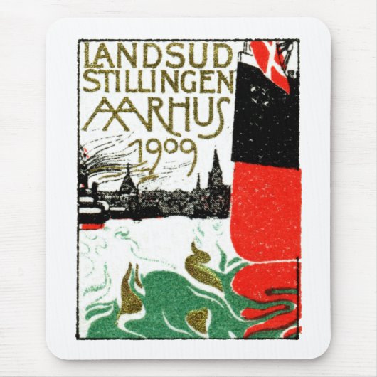Ausstellungs-Plakat 1909 Aarhus Dänemark Mousepad (Vorne)