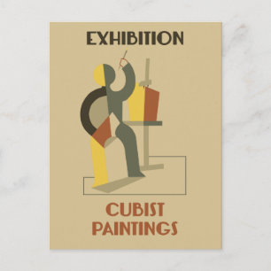 Ausstellungskubistische Bilder Postkarte