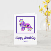 Austalian Shepherd Dog Silhouette Lila PYB Funny Karte (Gelbe Blume)