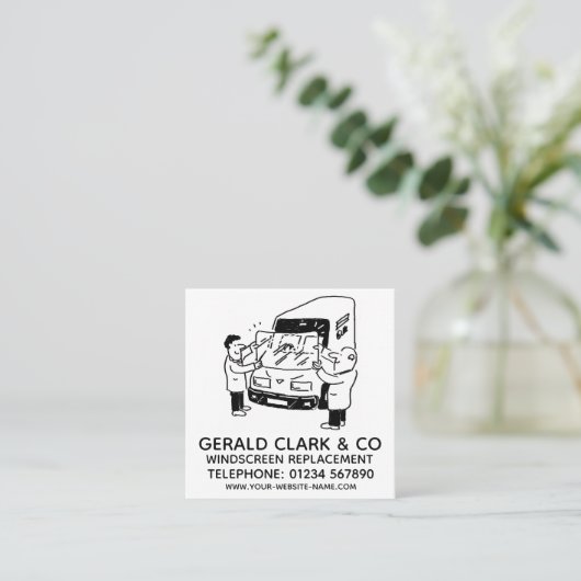 Austausch und Reparaturen von Windschutzscheiben Quadratische Visitenkarte (Stehend Vorderseite)
