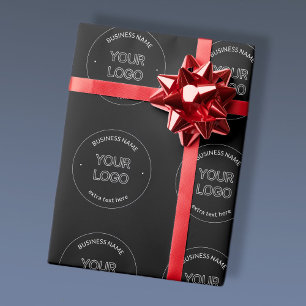 Austausch von Logos und Firmennamen Schwarz Geschenkpapier