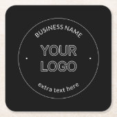 Austausch von Logos und Firmennamen | Schwarz Rechteckiger Pappuntersetzer (Vorderseite)
