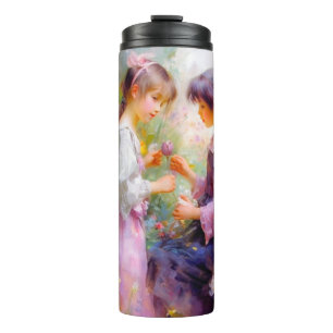 Austausch von Rose und Freundschaft Thermosbecher