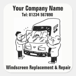 Austausch von Windschutzscheiben und Reparaturen v Quadratischer Aufkleber