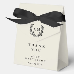 Auster/Cream-Monogramm-Lorbeerkranz-Abschluss Geschenkschachtel
