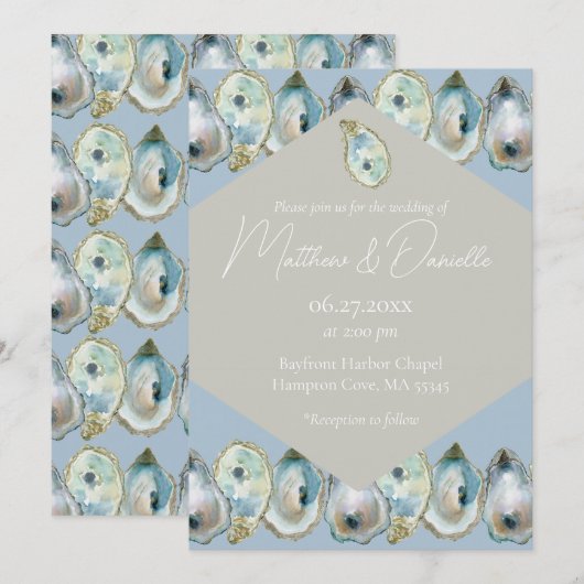 Auster in Wasserfarbe  Einladung (Vorne/Hinten)