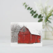 Austere und Bare Winter Red Barn Postkarte (Stehend Vorderseite)