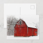 Austere und Bare Winter Red Barn Postkarte (Vorne/Hinten)