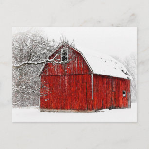 Austere und Bare Winter Red Barn Postkarte