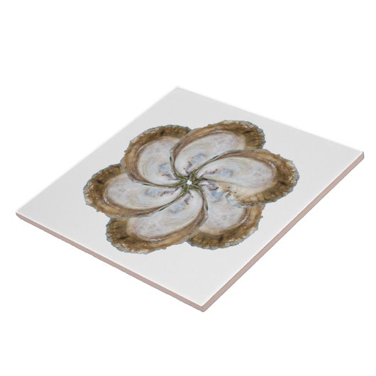 Austern-Blumen-Fliese - Weiß des Entwurfs-C Fliese (Seite)