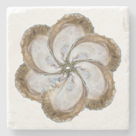 Austern-Blumen-Marmor-Untersetzer - Entwurf C Steinuntersetzer (Vorderseite)