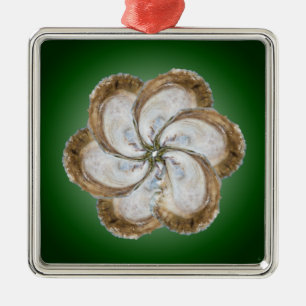 Austern-Blumen-Verzierung - Entwurf C Silbernes Ornament