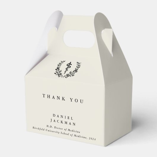 Austern/Creme Personalisiert Asclepius+Laurel Kran Geschenkschachtel (Vorderseite)