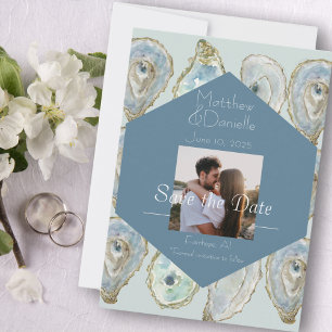 Austern Hochzeit mit Wasserfarben Save The Date