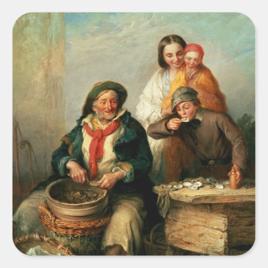 Austern, Junge Sir? Quadratischer Aufkleber (Vorderseite)