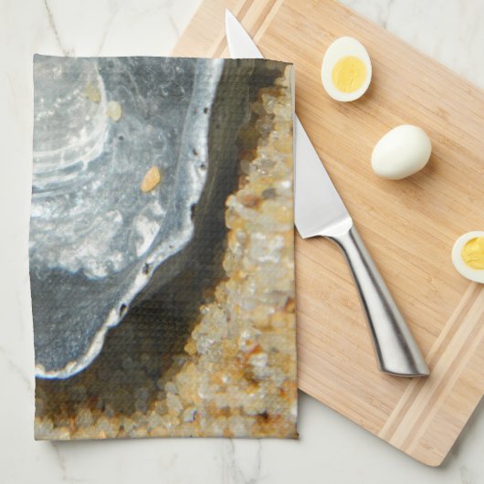 Austern-Muschel im Sand Geschirrtuch (Viertel Falte)