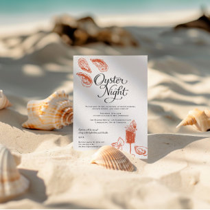 Austern Nacht Elegante Strand-Dinnerparty Einladung