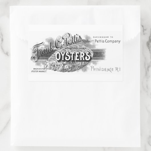 Austern, schwarz rechteckiger aufkleber (Tasche)