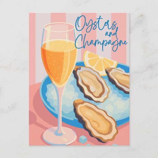 Austern und Champagner Elegant Postkarte (Vorderseite)