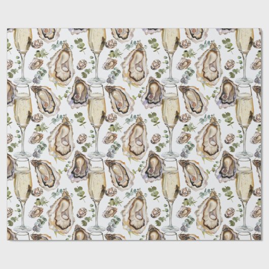 Austern und Champagner Geschenkpapier (Flach)