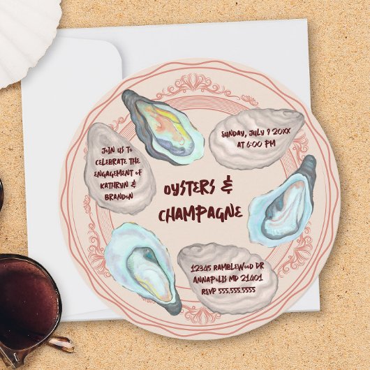 Austern- und Champagner-Hochzeitsverlobungsfeier Einladung