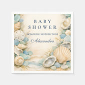 Austern- und Seesternchen-Strand-Baby-Party Serviette (Vorderseite)