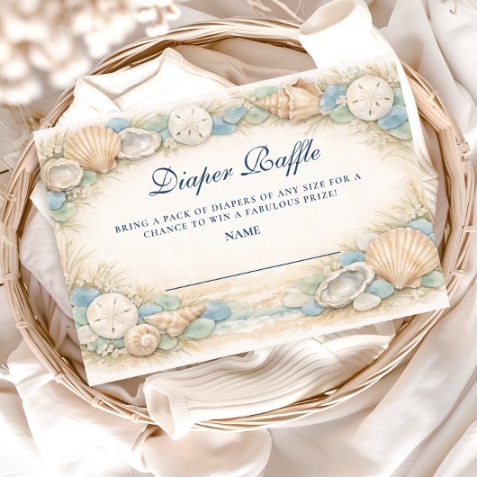 Austern- und Seesternstrand-Windel-Raffle Begleitkarte