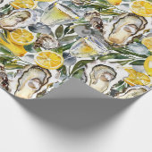 Austern, Zitronen und Champagner Geschenkpapier (Ecke)